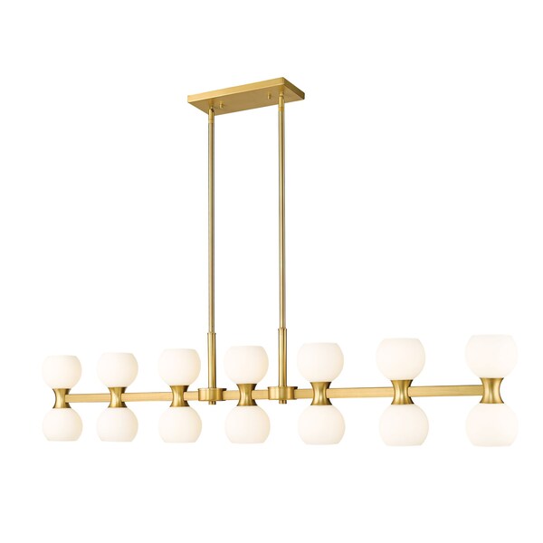 Z-Lite Artemis Linear Chandelier, 14-Light, 5 In.W x 60 In.L x 12.75 In.H, Modern Gold/Matte Opal 494-14L-MGLD - main